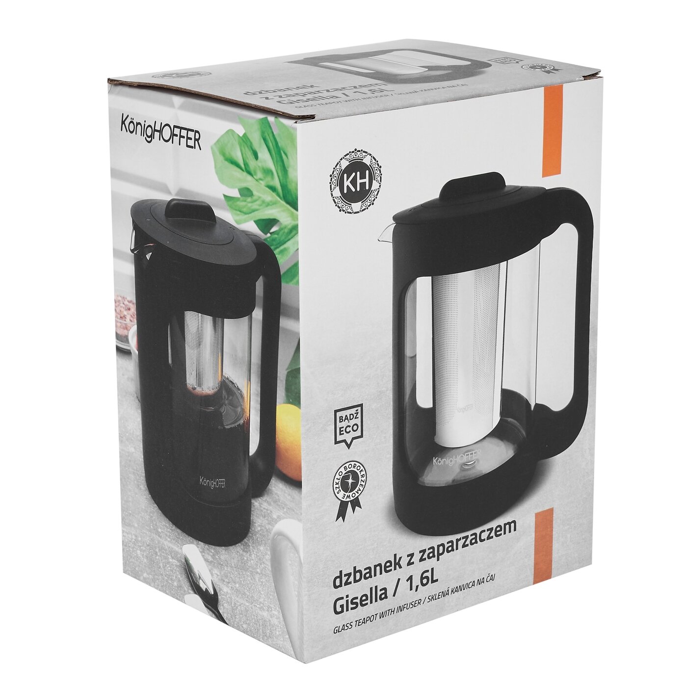 Skleněná konvice na čaj se zapařovačem KONIGHOFFER GISELLA 1,6 l