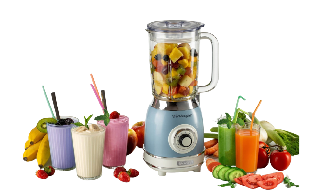 ARIETE Vintage 09 583/05 1000 W niebieski - blender kuchenny kielichowy szklany