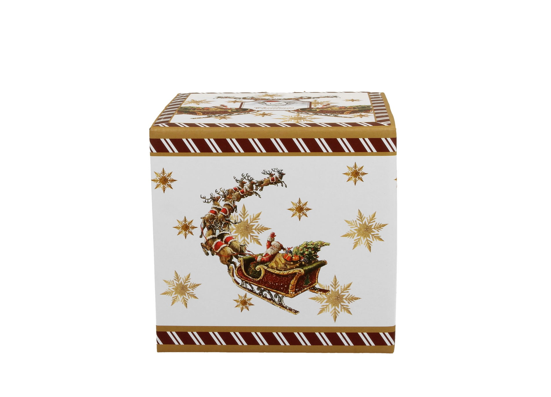 Pojemnik świąteczny na ciastka i pierniki porcelanowy DUO SANTA ON SLEIGH 680 ml