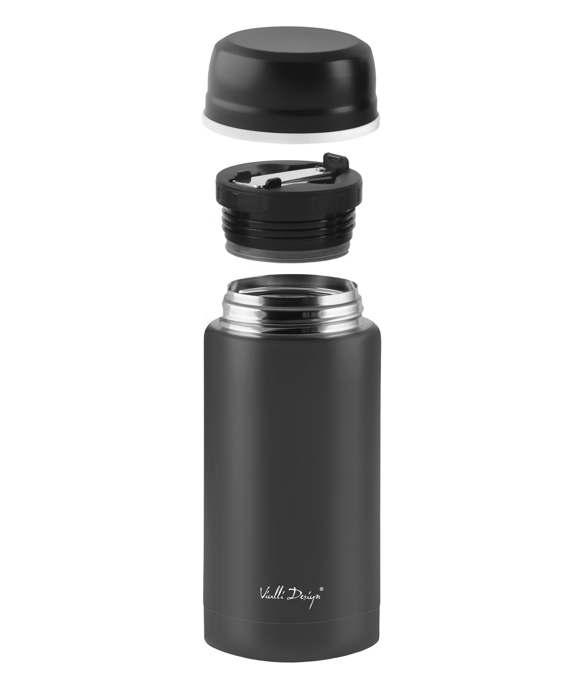 VIALLI DESIGN Fuori 0,75 l grafitová – nerezová termoska na potraviny