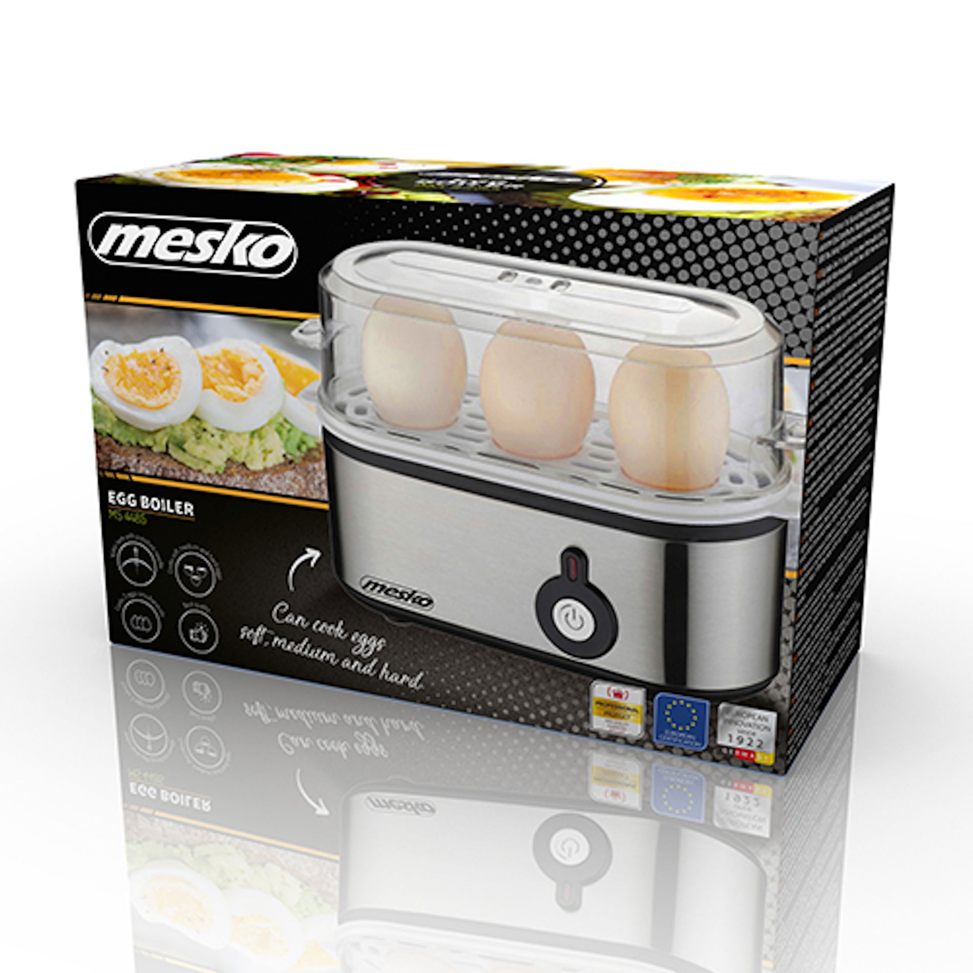 MESKO Three Eggs 210 W - jajowar / garnek elektryczny do jajek stalowy