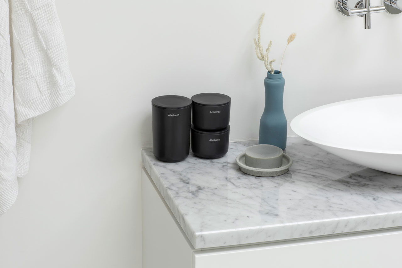 BRABANTIA Renew černá – sada 3 plastových úložných boxů