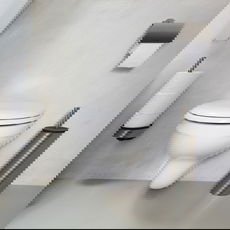 BRABANTIA Profile platina - kefa na WC s nádobou z nehrdzavejúcej ocele