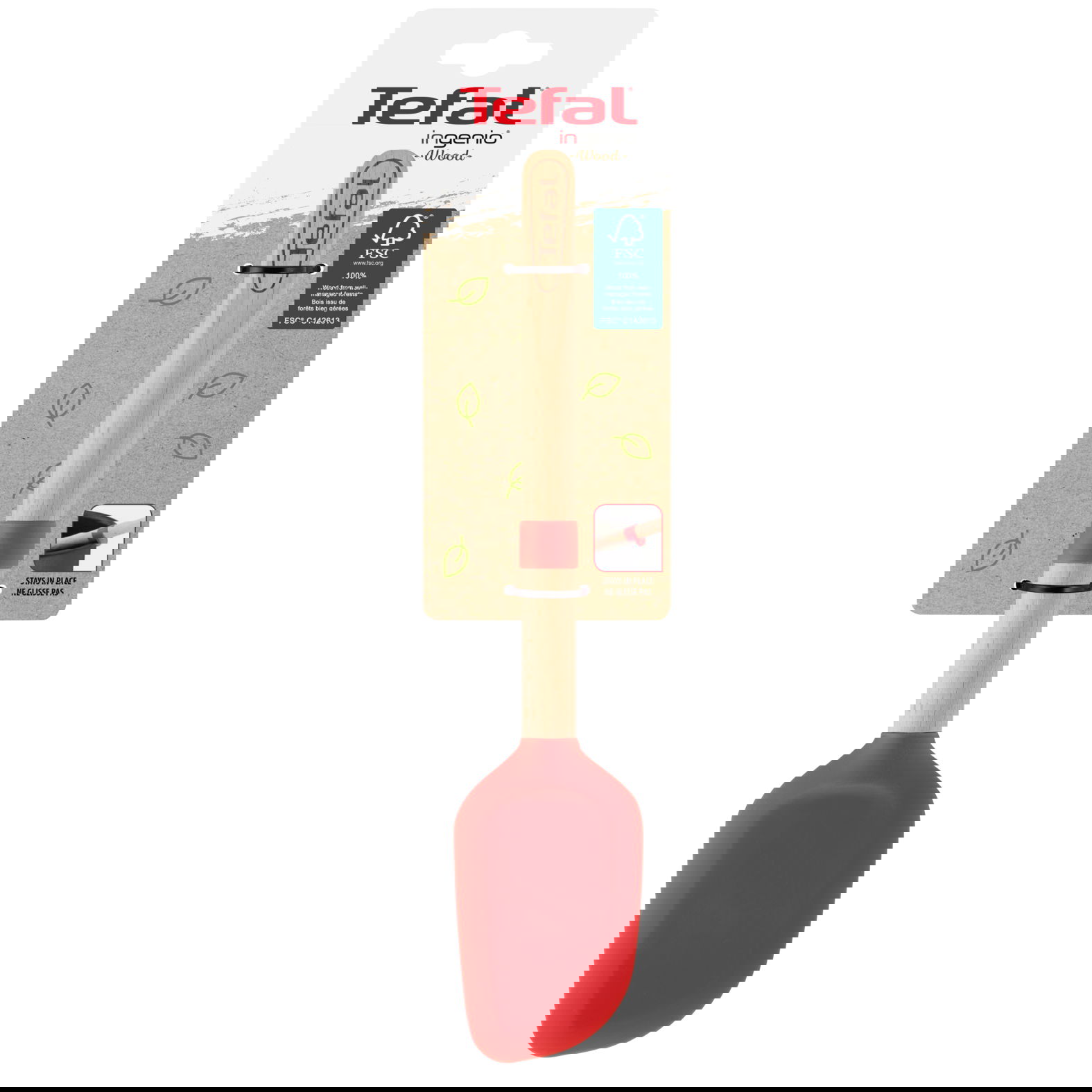 TEFAL Ingenio Wood 2100104644 29 cm červená – silikonová špachtle na koláč
