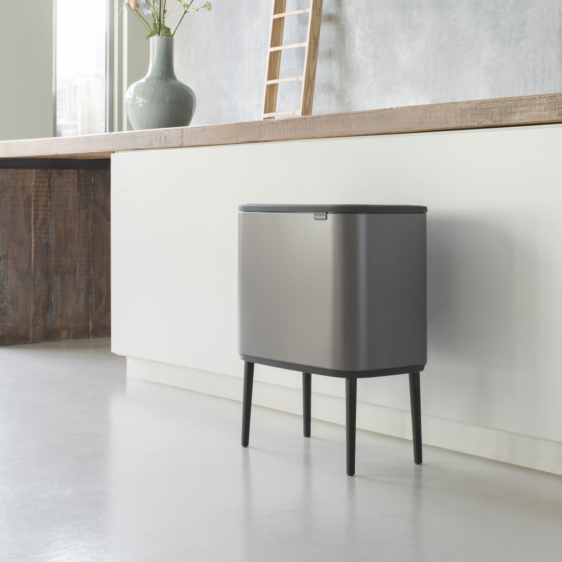 BRABANTIA Bo Touch Bin šedý 34 l (316142) - nerezový koš na třídění odpadu dvoukomorový