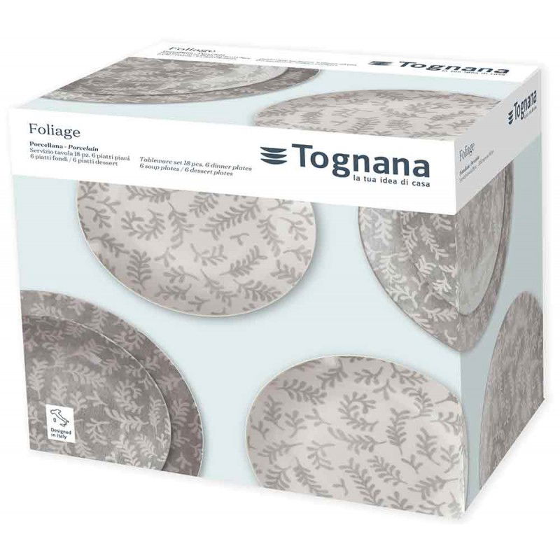 TOGNANA Foliage 18 el. - súprava porcelánových tanierov pre 6 osôb