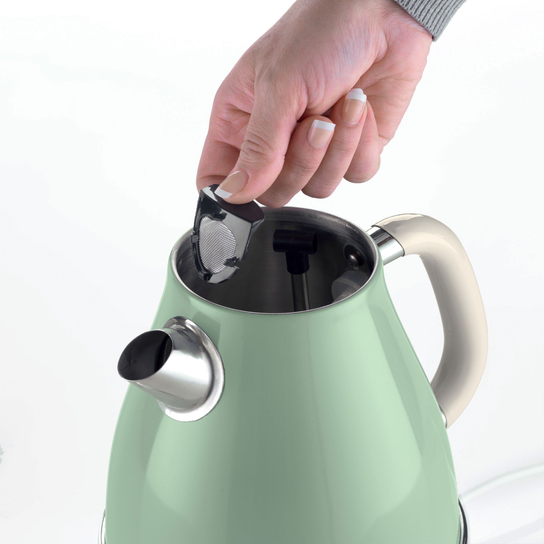 ARIETE Vintage 1,7 l zelený - bezdrôtový elektrický rýchlovarný kanvica z ocele