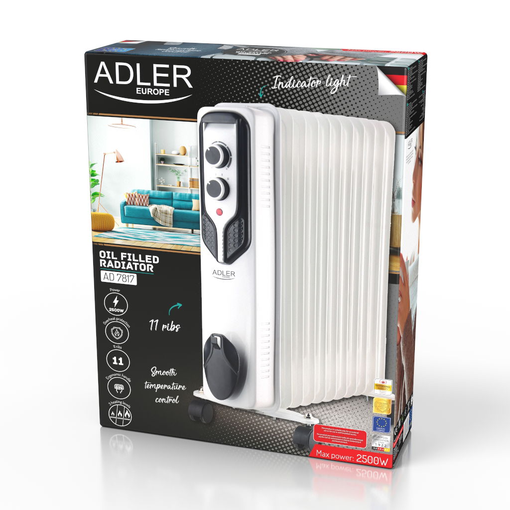 ADLER AD 7817 2500 W - elektrický olejový radiátor