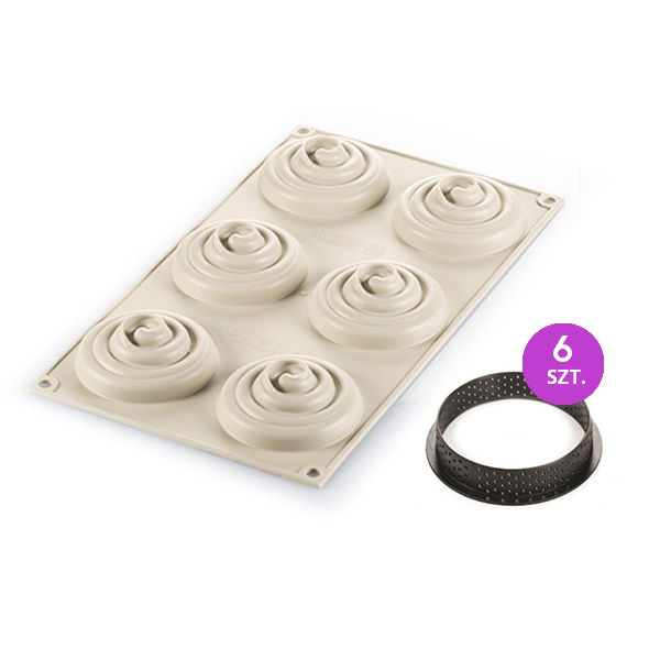 SILIKOMART TarteDecor Kit Mini Tarte Twist 6 ks černé - plastové formy / prsteny na koláče
