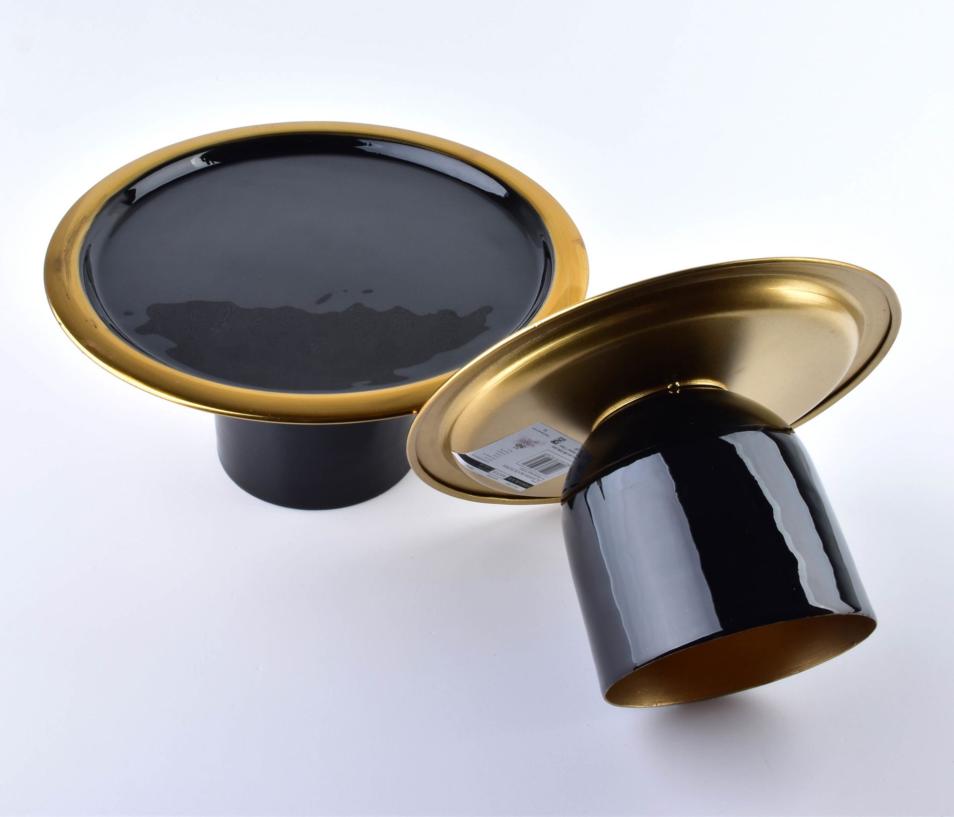 Kovový, ozdobný zvýšený podnos MONDEX ANISHA BLACK ČERNÝ 13,5 cm