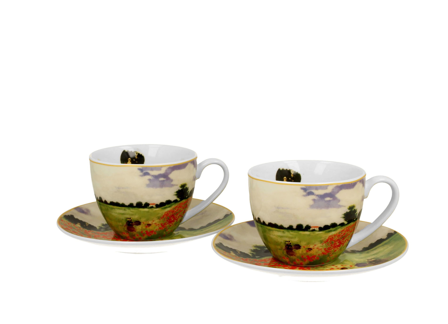 Porcelánové šálky s tanierikmi DUO ART GALLERY POPPY FIELD BY C. MONET 270 ml 2 ks