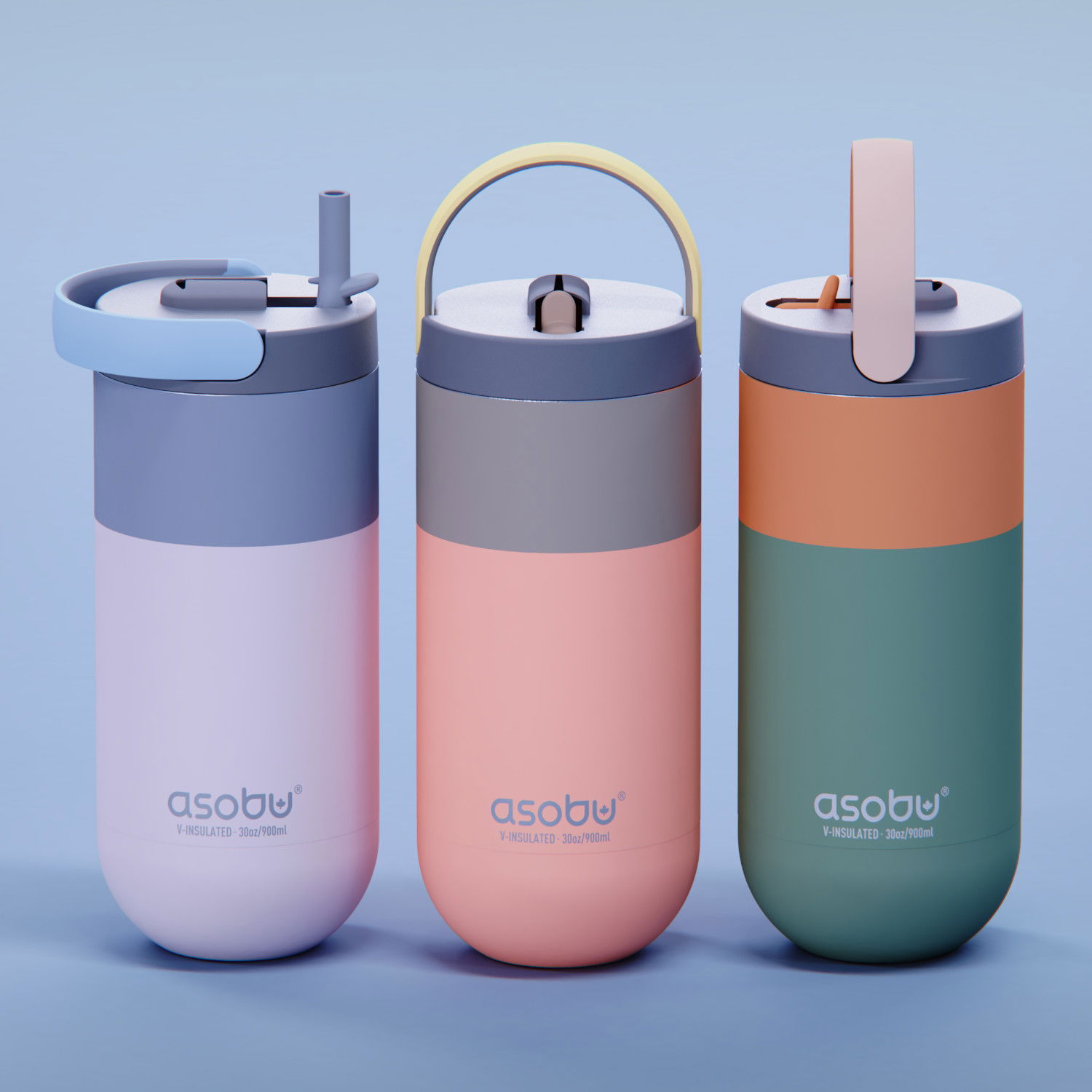 ASOBU Orbit 0,9 l - nerezová termofľaša na vodu so slamkou