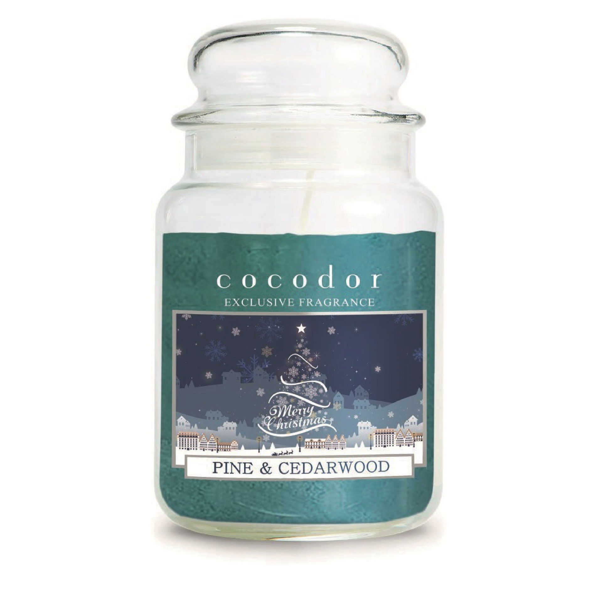 Vonná sviečka v skle s vianočnou vôňou COCODOR CHRISTMAS LEAVES PINE AND CEDARWOOD 550 g