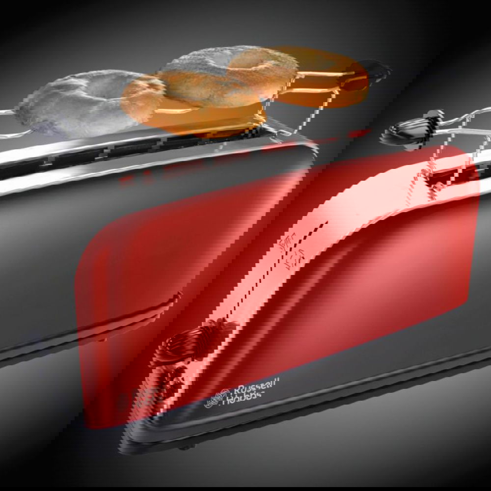 RUSSELL HOBBS Colours Plus Flame Red Long Slot 1000 W červený – nerezový, elektrický toustovač/topinkovač