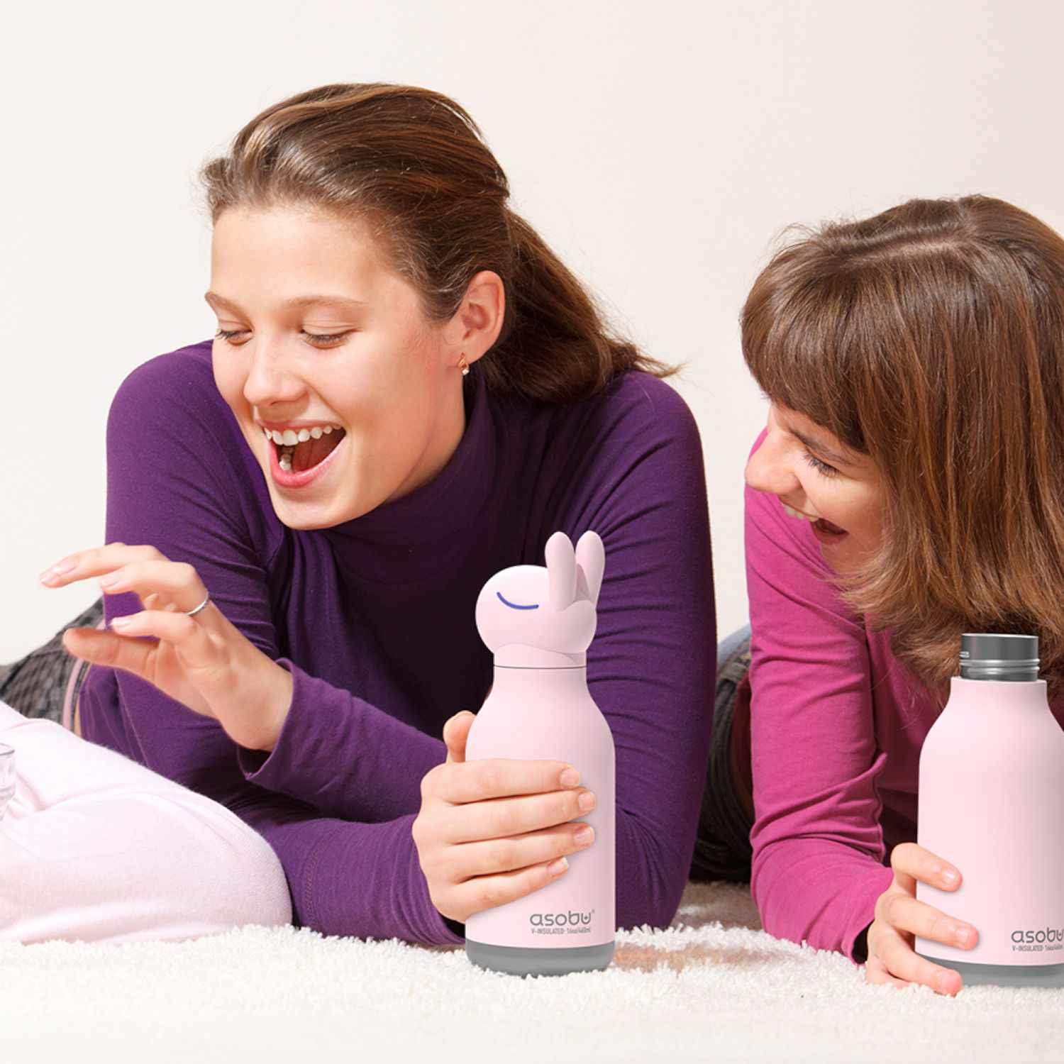 ASOBU Bestie Bottle Bunny 0,46 l - termoska pro děti se slámkou