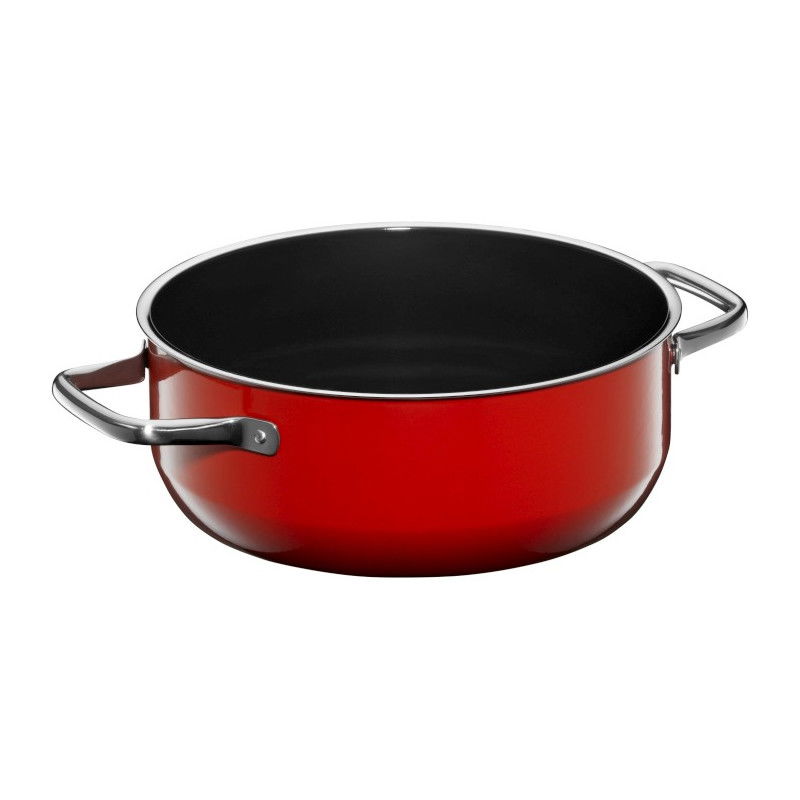 WMF Fusiontec Compact red - sada 2 nerezových hrnců s poklicí a napařovací vložkou
