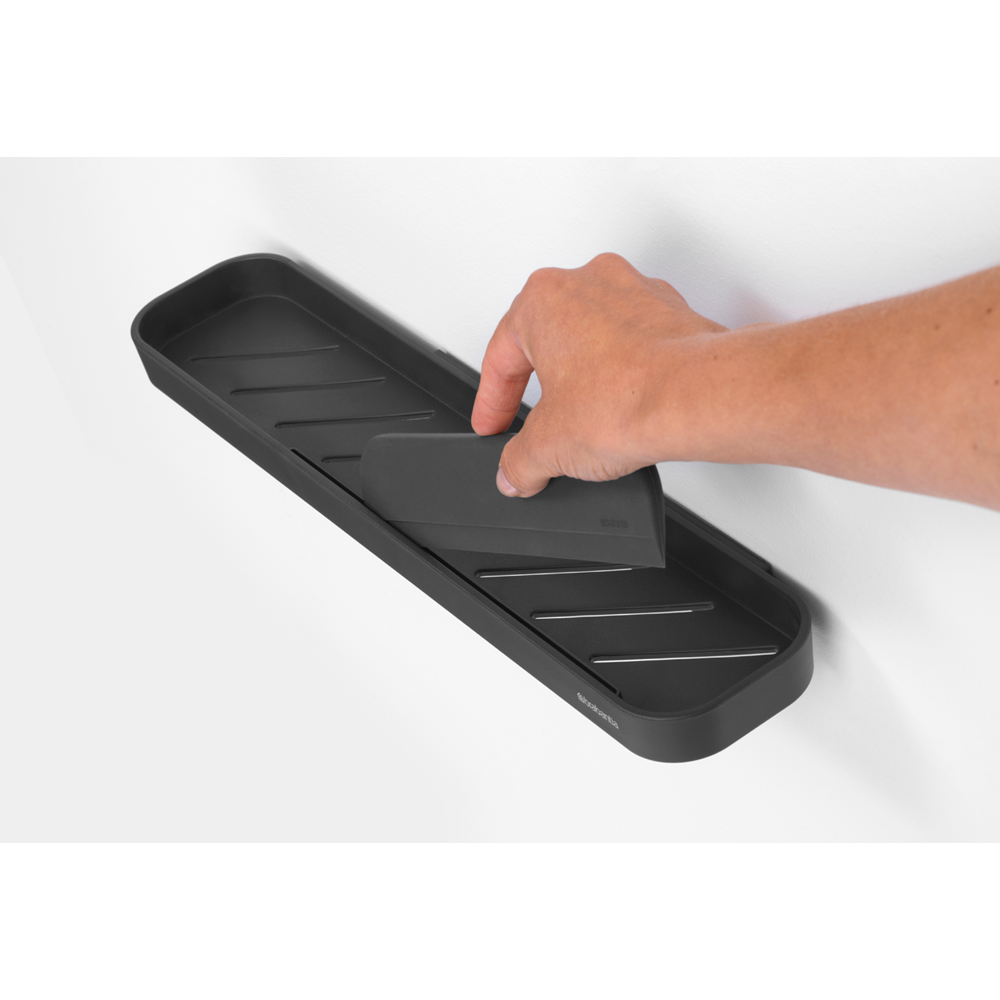 BRABANTIA MindSet 7,3 cm tmavě šedá - koupelnová polička do sprchy se stěračem