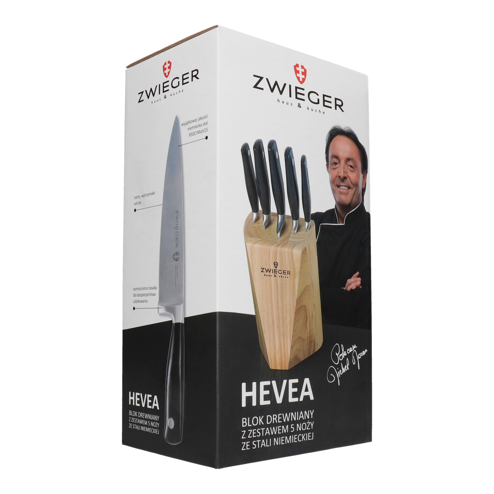 ZWIEGER Hevea 7 ks - sada kuchyňských nožů z nerezové oceli v bloku s brousek