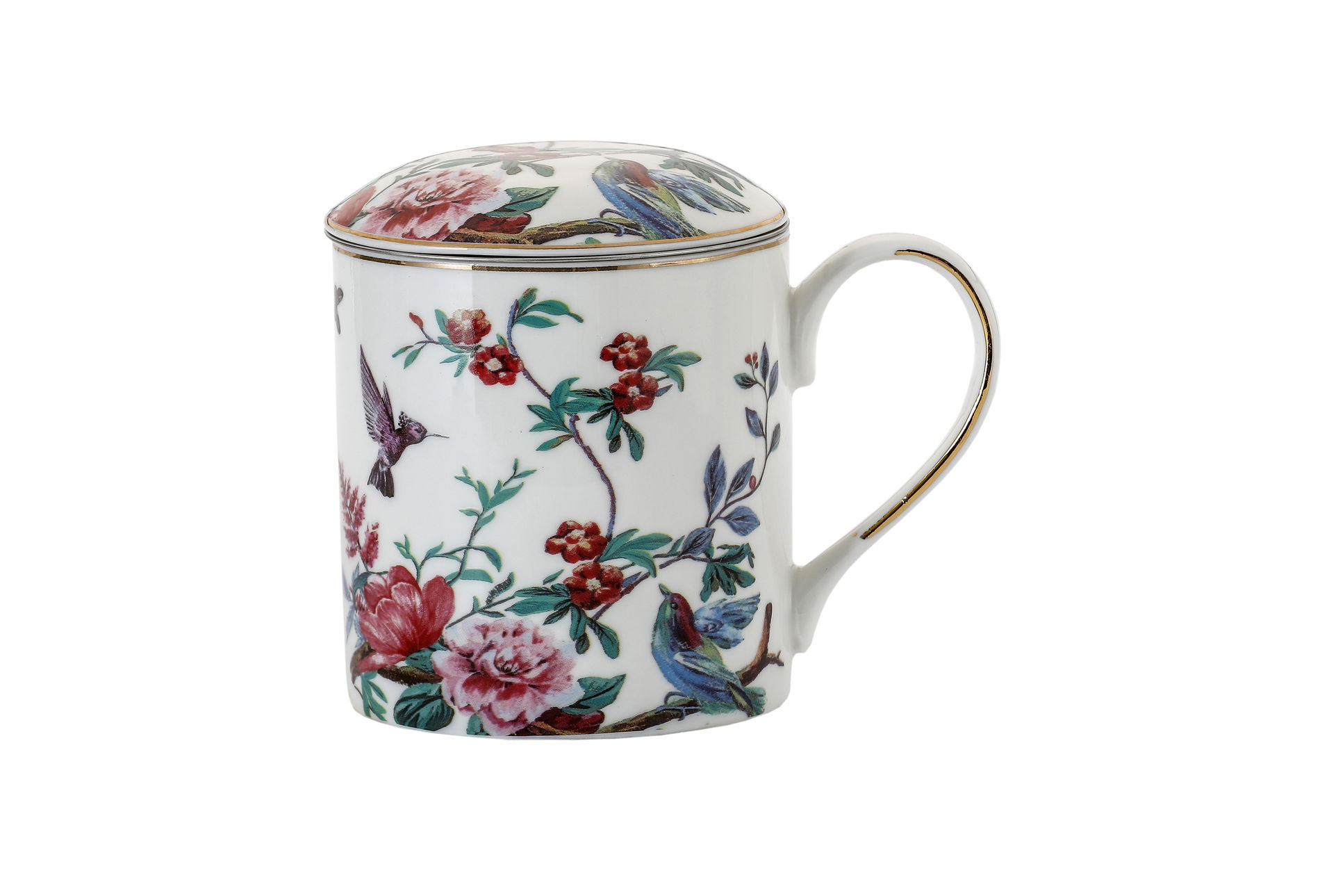 Porcelánový šálka s čajovým infúzerom a vekom 360 ml