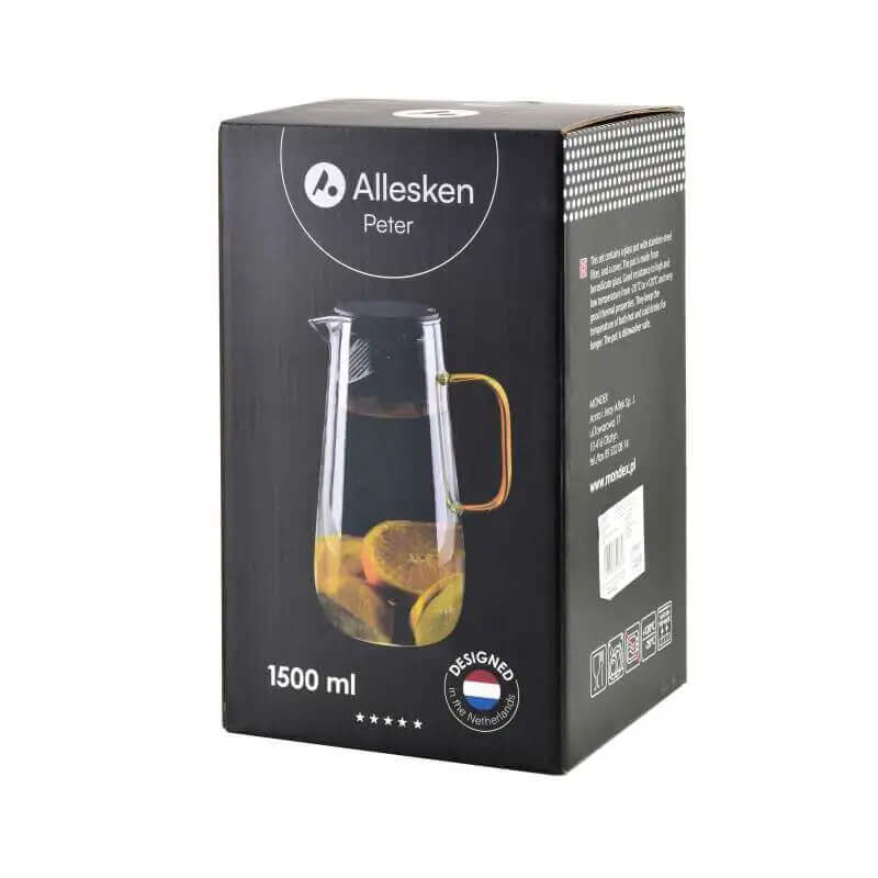 Sklenený džbán na vodu a nápoje s viečkom PETER 1,5 l