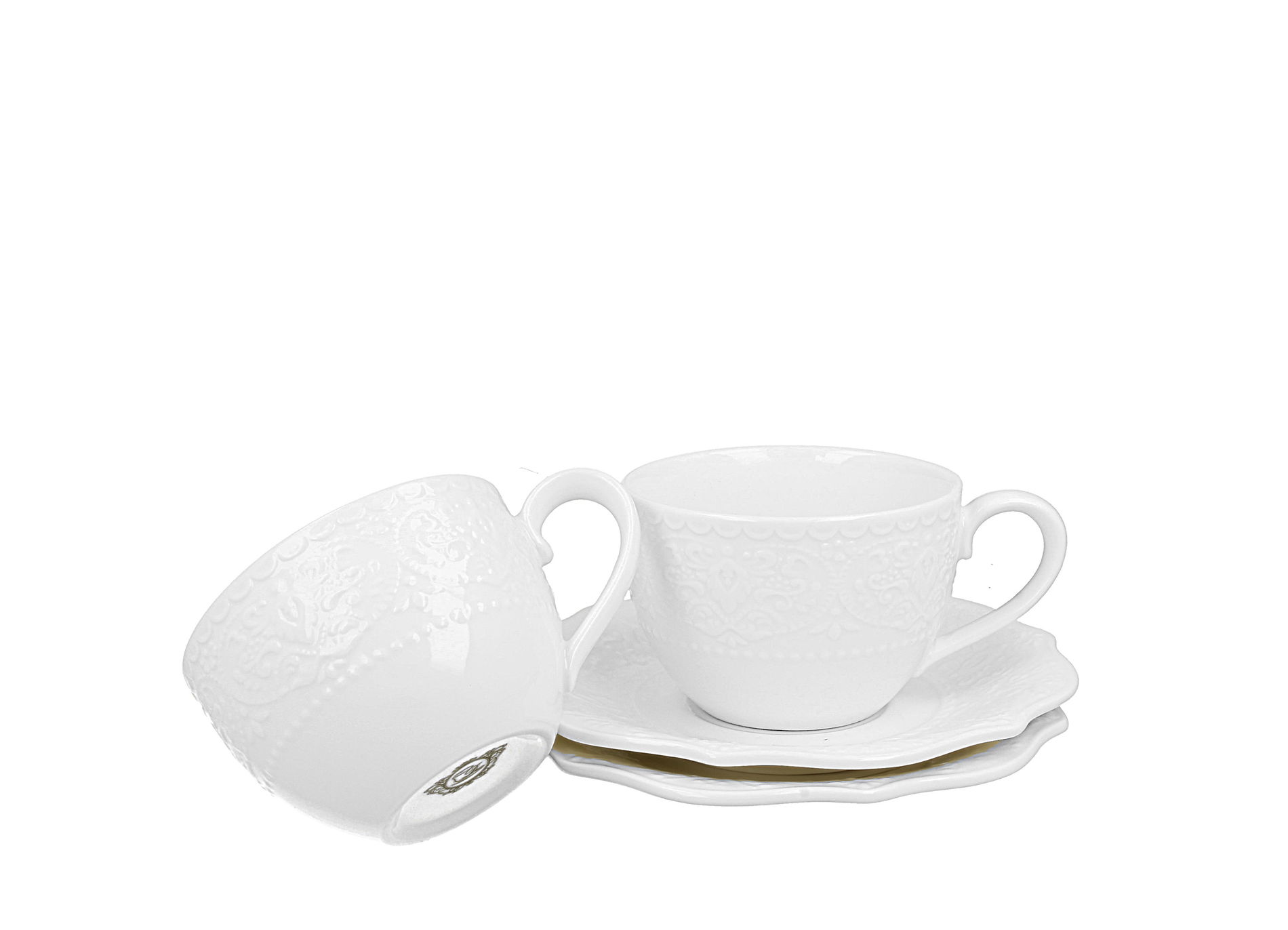 Porcelánové šálky na kávu a čaj s podšálky DUO ALICE 210 ml 2 ks.