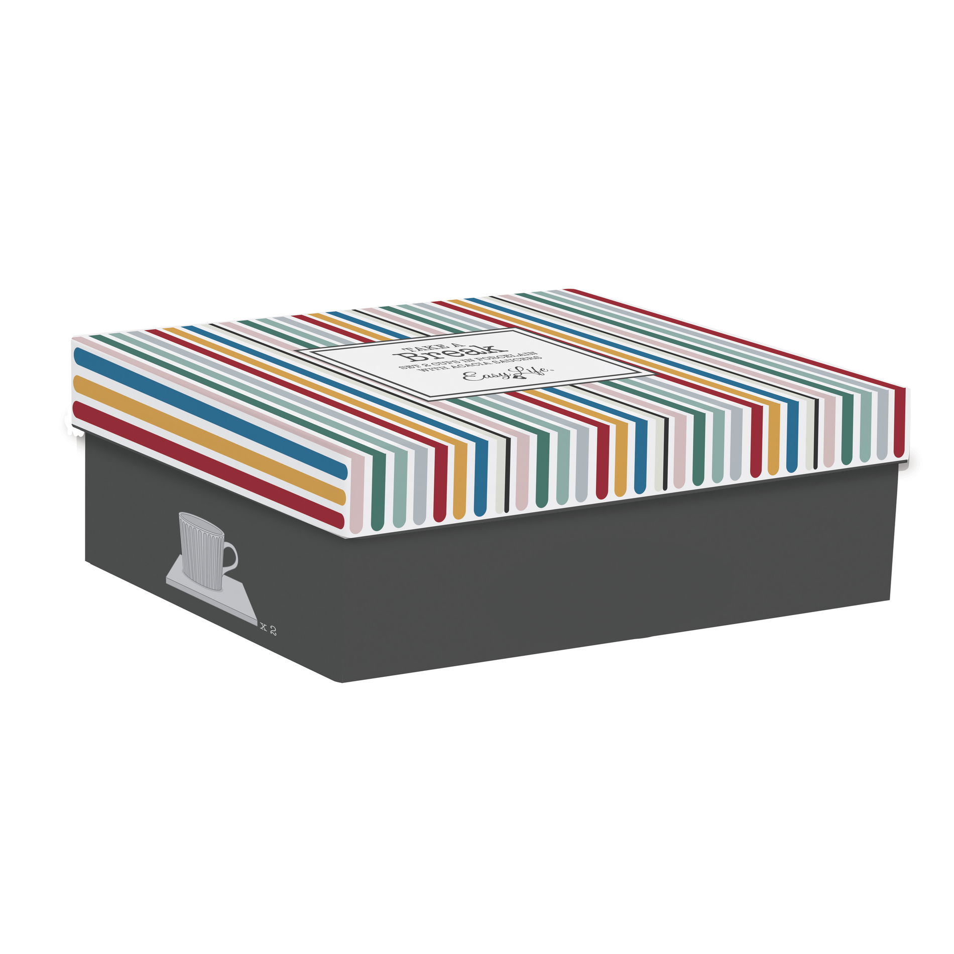 Filiżanki do kawy i herbaty porcelanowe ze spodkami EASY LIFE TAKE A BREAK 250 ml 2 szt.