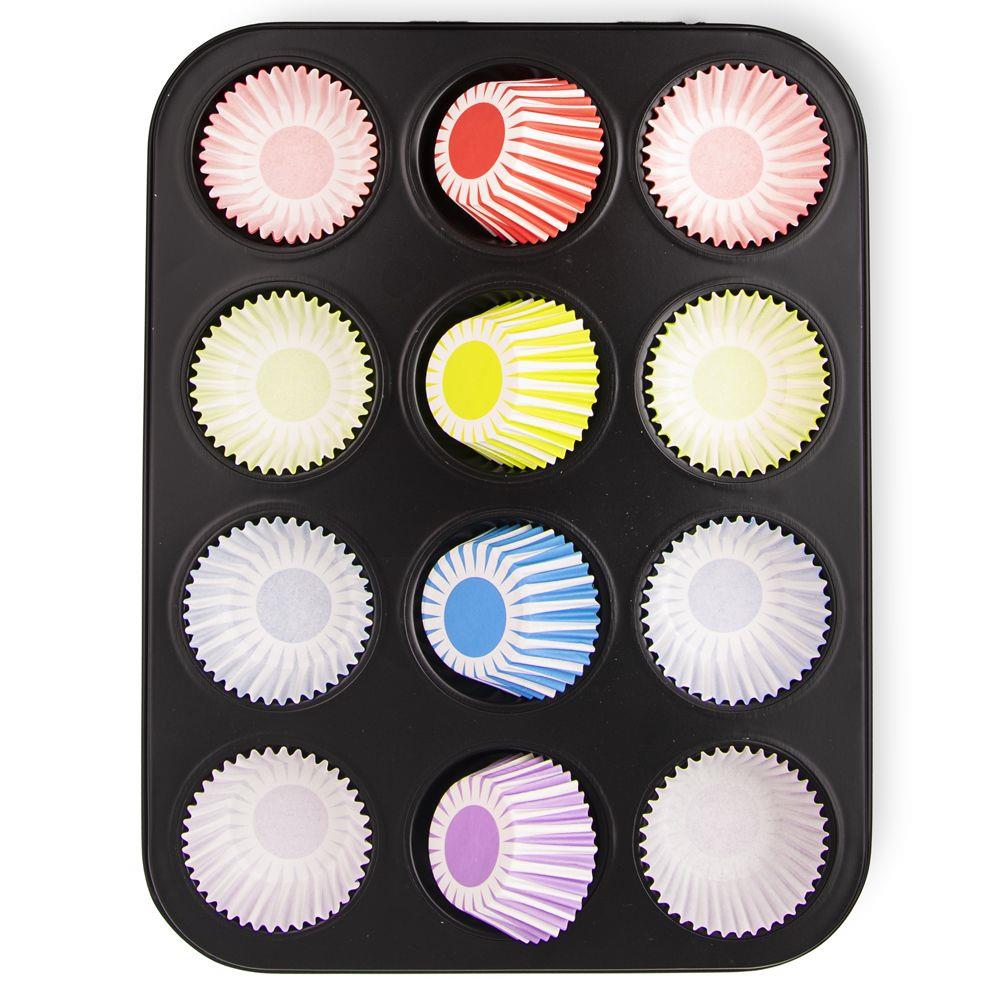 Forma na pečenie 12 muffinov a koláčikov kovová BAKE CUPCAKES
