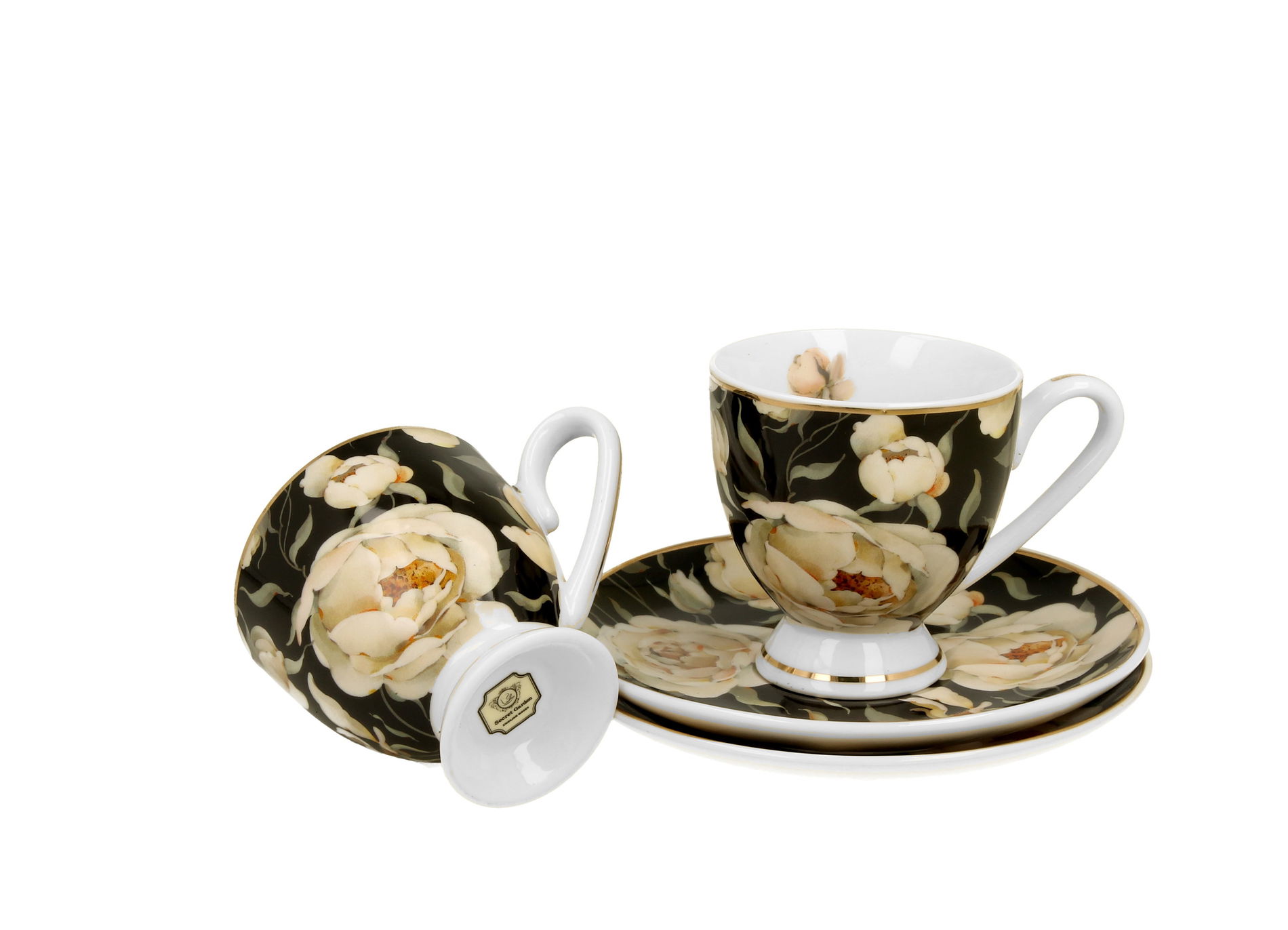 Porcelánové espresso šálky s tanierikmi DUO THE SECRET GARDEN ENGLISH ROSES 90 ml 2 ks.