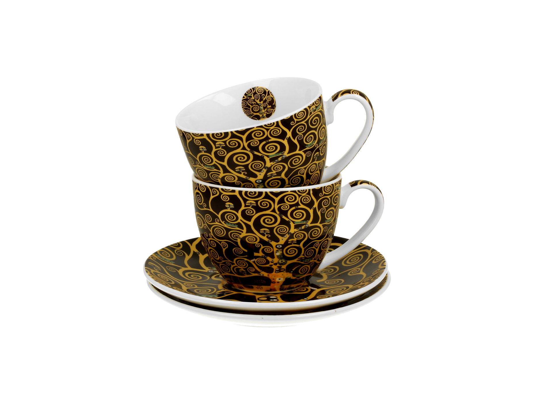 Porcelánové šálky s tanierikmi DUO ART GALLERY TREE OF LIFE BY GUSTAV KLIMT 270 ml 2 ks