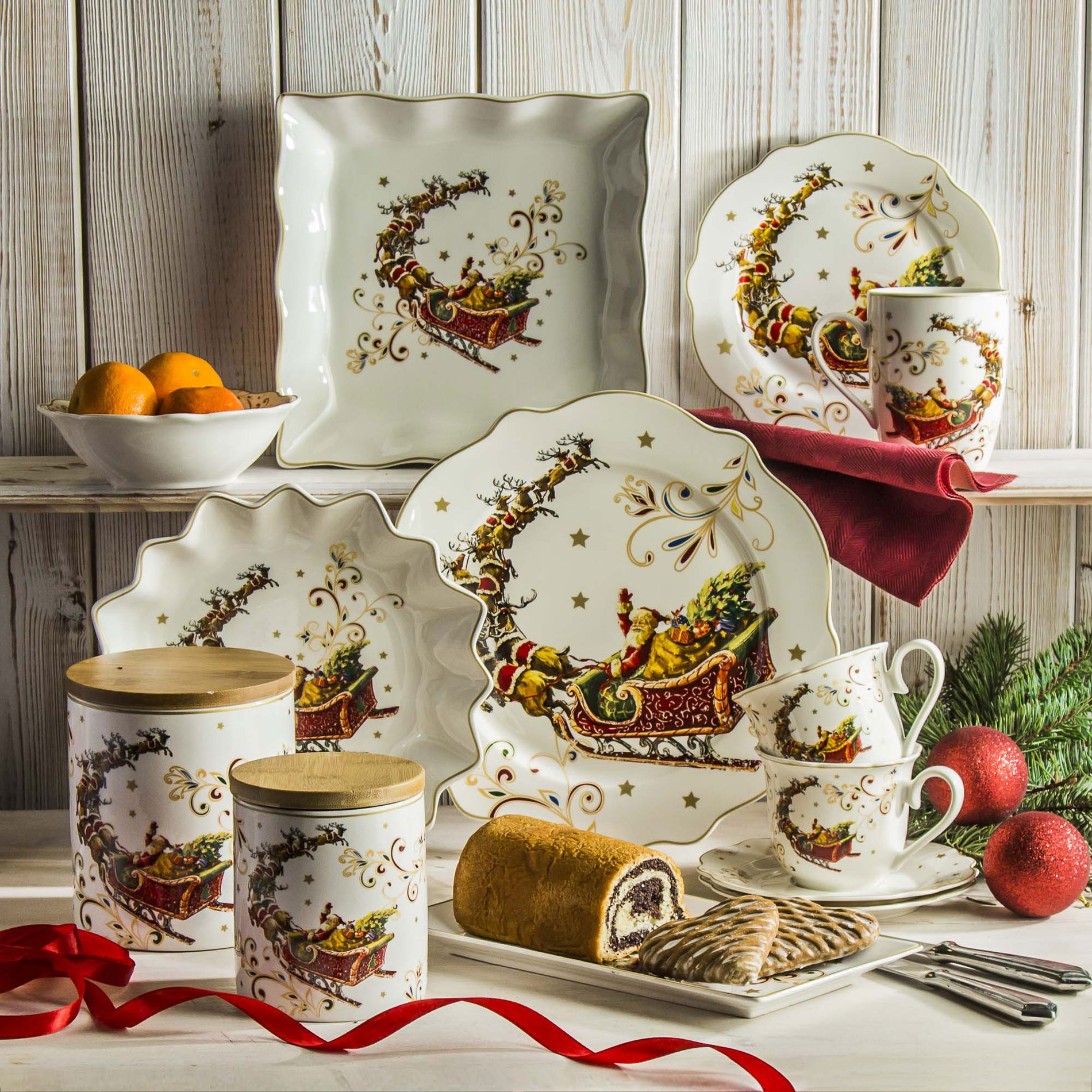 Vianočná porcelánová miska / šalátová miska SANIE 15,5 cm
