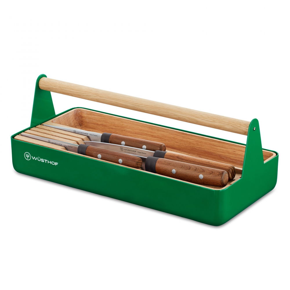 WUSTHOF Urban Farmer 37,5 x 17,5 cm hnedo-zelený - drevený organizér na nože s držadlom