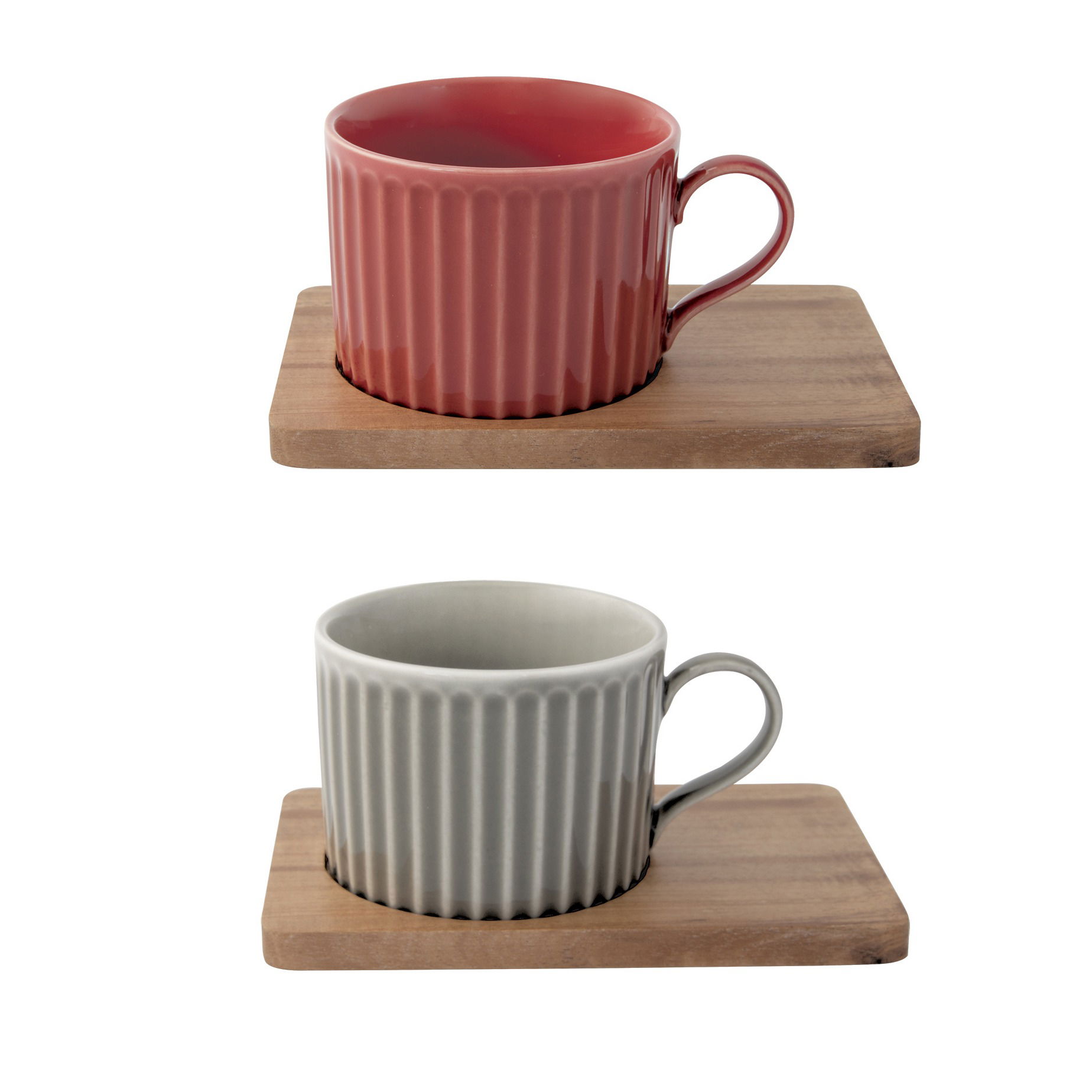Porcelánové šálky na kávu a čaj s tanierikmi EASY LIFE TAKE A BREAK 250 ml 2 ks.