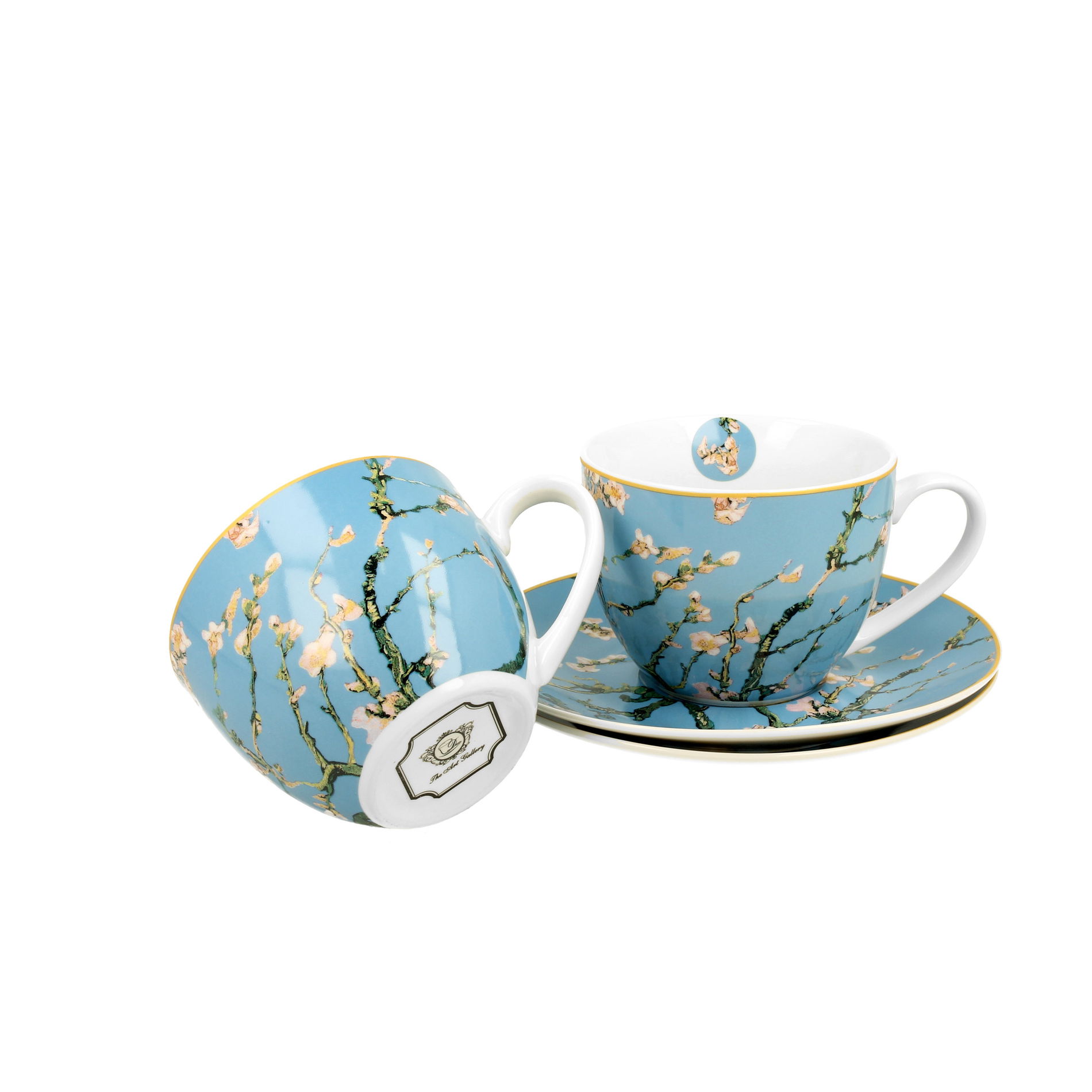 Porcelánové šálky na kávu a čaj s podšálky DUO ART GALLERY ALMOND BLOSSOM BY V. VAN GOGH 280 ml 2 ks