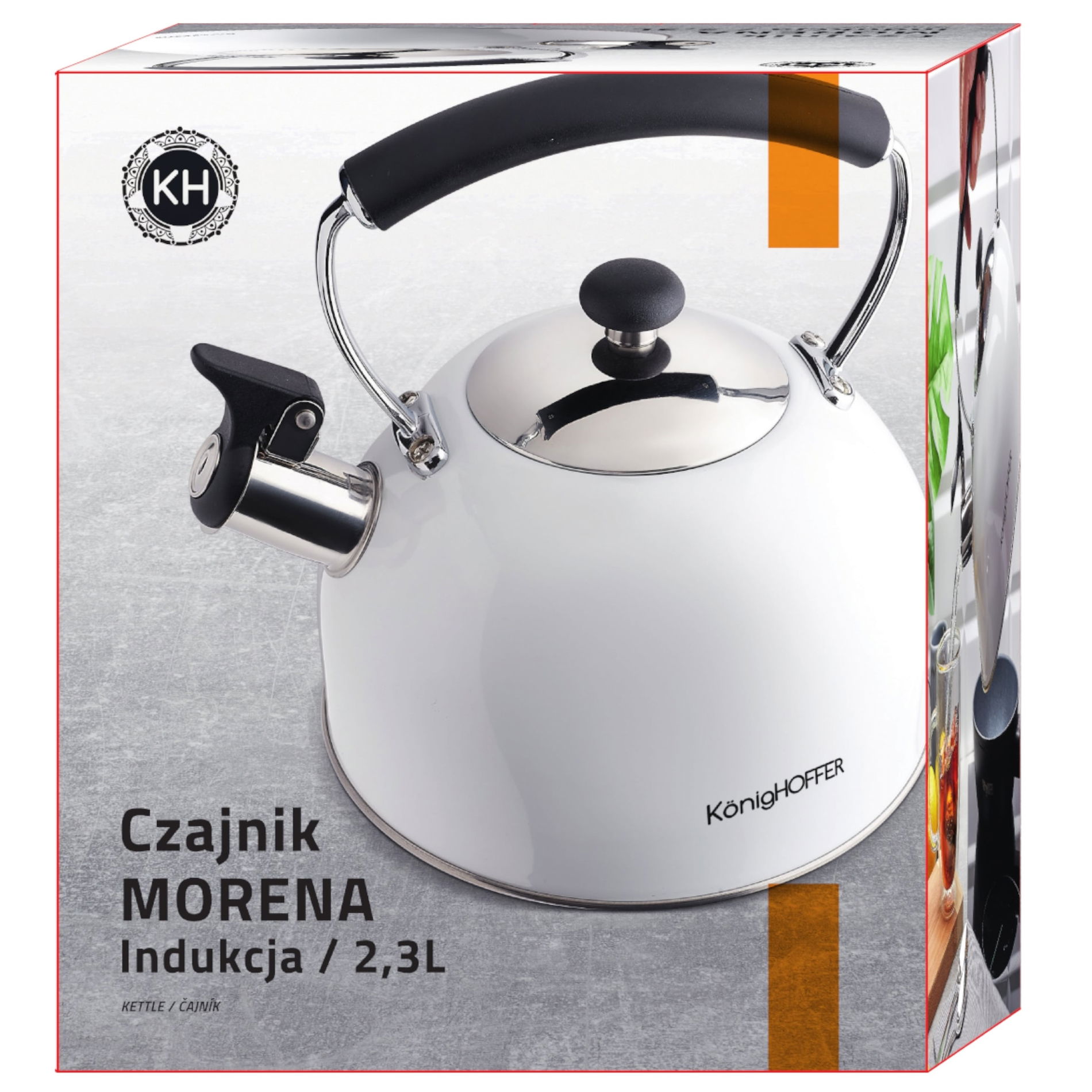 Nerezová konvice s píšťalkou KONIGHOFFER MORENA WHITE 2,3 l
