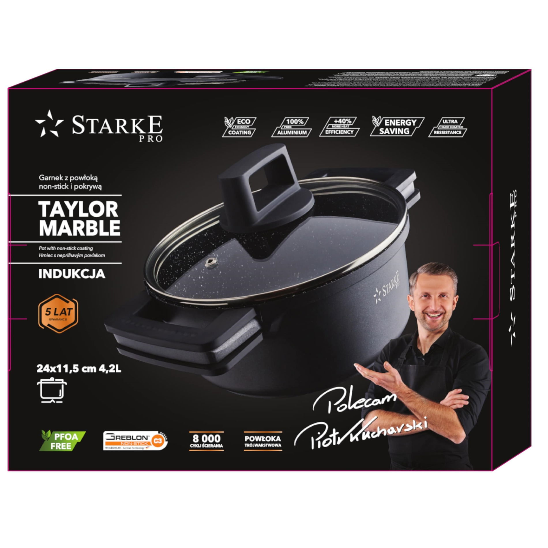 Hliníkový hrnec s pokličkou STARKE PRO TAYLOR MARBLE 4,2 l