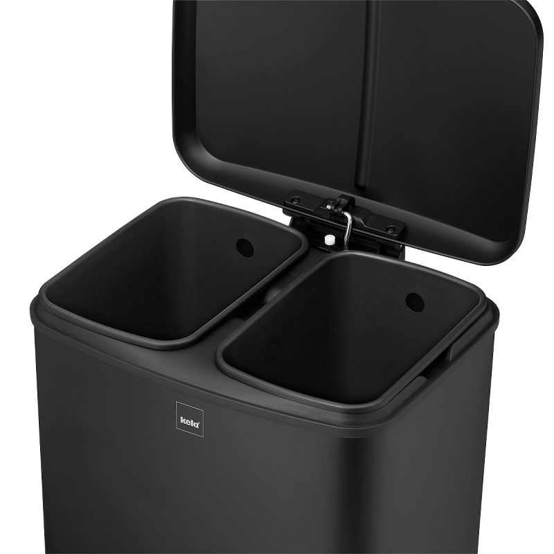 KELA Davino 2 x 12 l czarny - kosz do segregacji śmieci ze stali nierdzewnej dwukomorowy