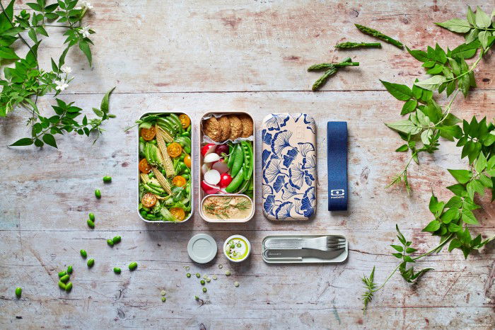 MONBENTO Bento Original Graphic Ginkgo 1 l - dvoukomorový plastový lunch box