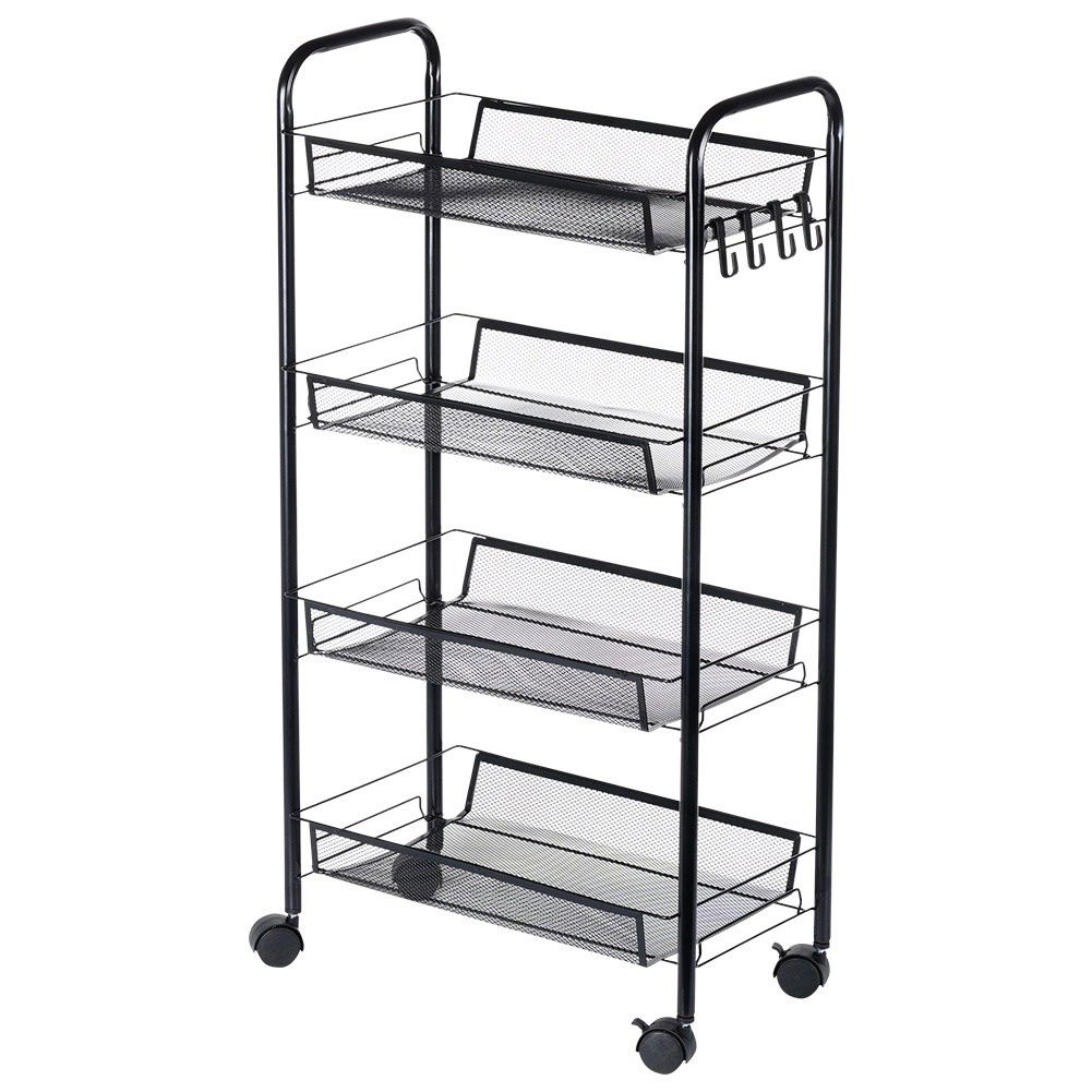 Kovový koupelnový regál se 4 úrovněmi a háčky 84 cm