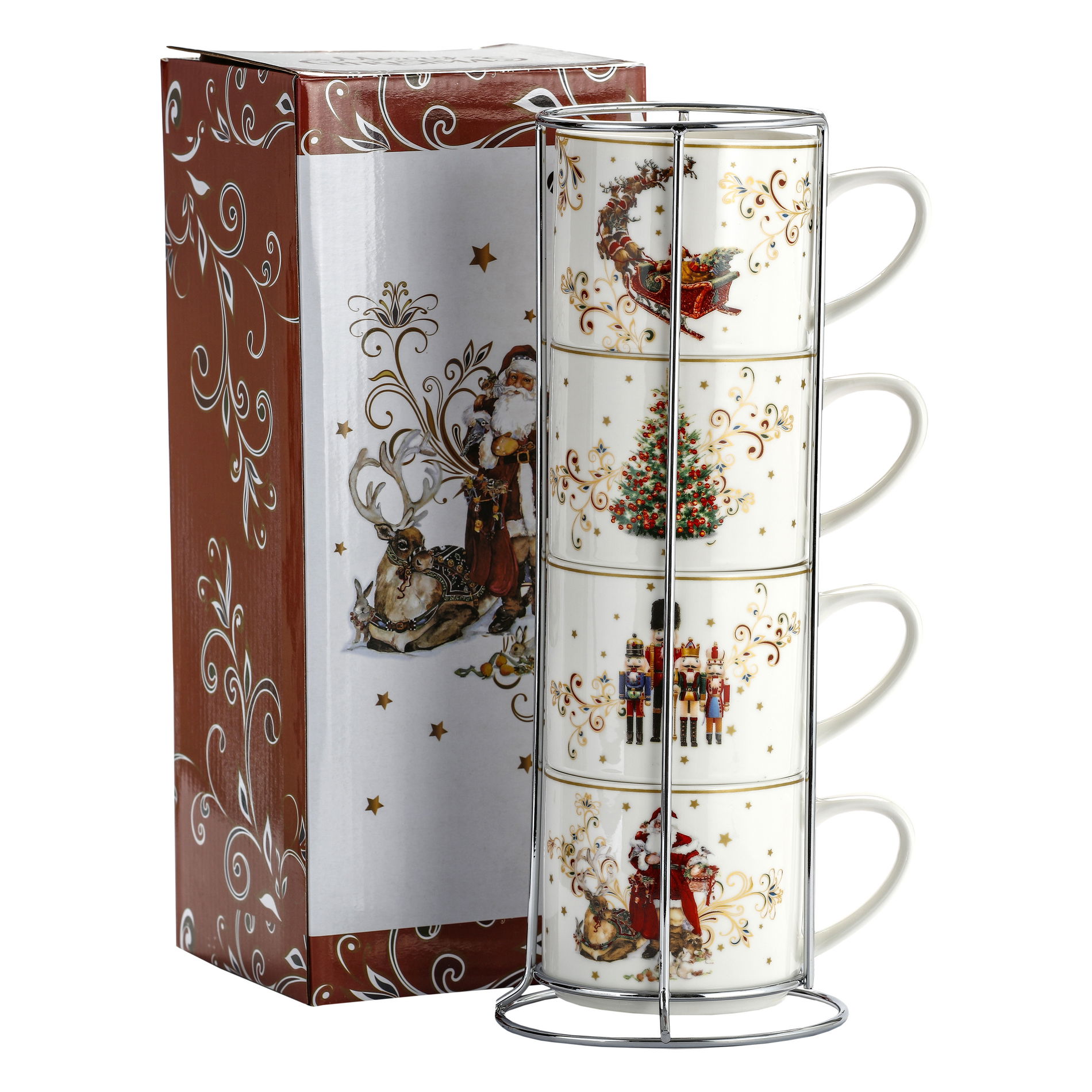Porcelánové šálky na podstavci 330 ml 4 ks.