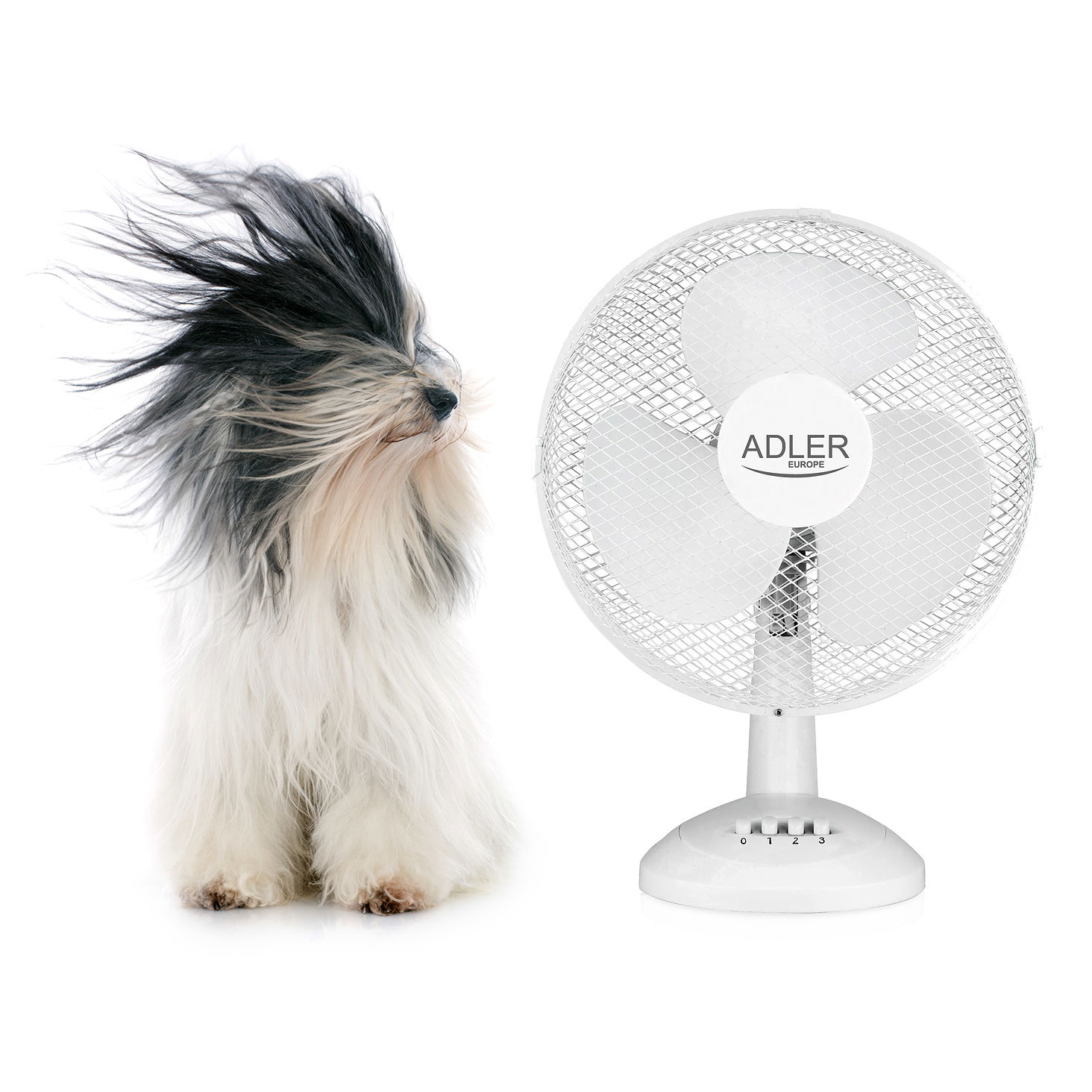 ADLER Kamea 70 W bílý - plastový stolní pokojový ventilátor