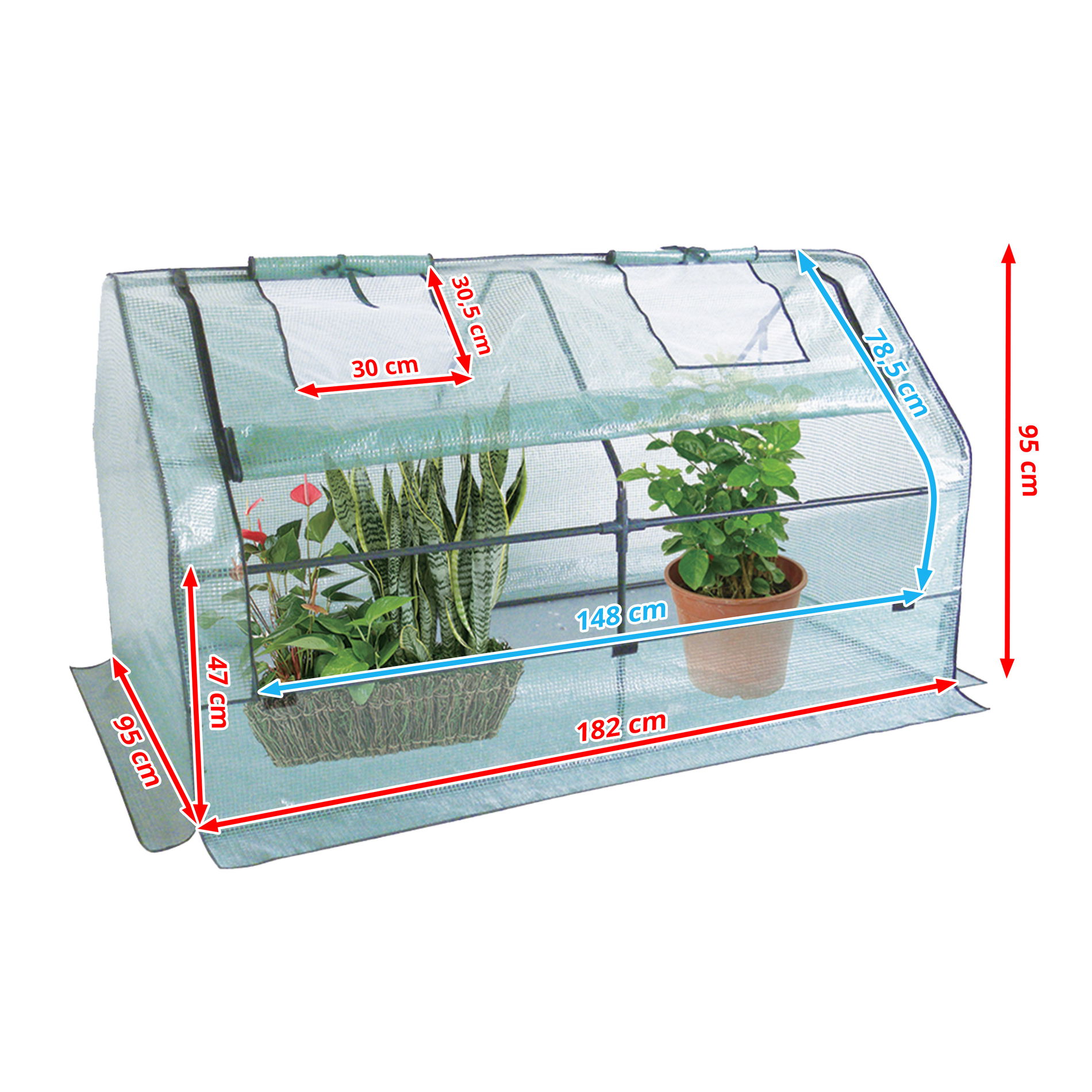 Fóliový skleník FOIL GREENHOUSE ZELENÁ 182 x 95 x 95 cm