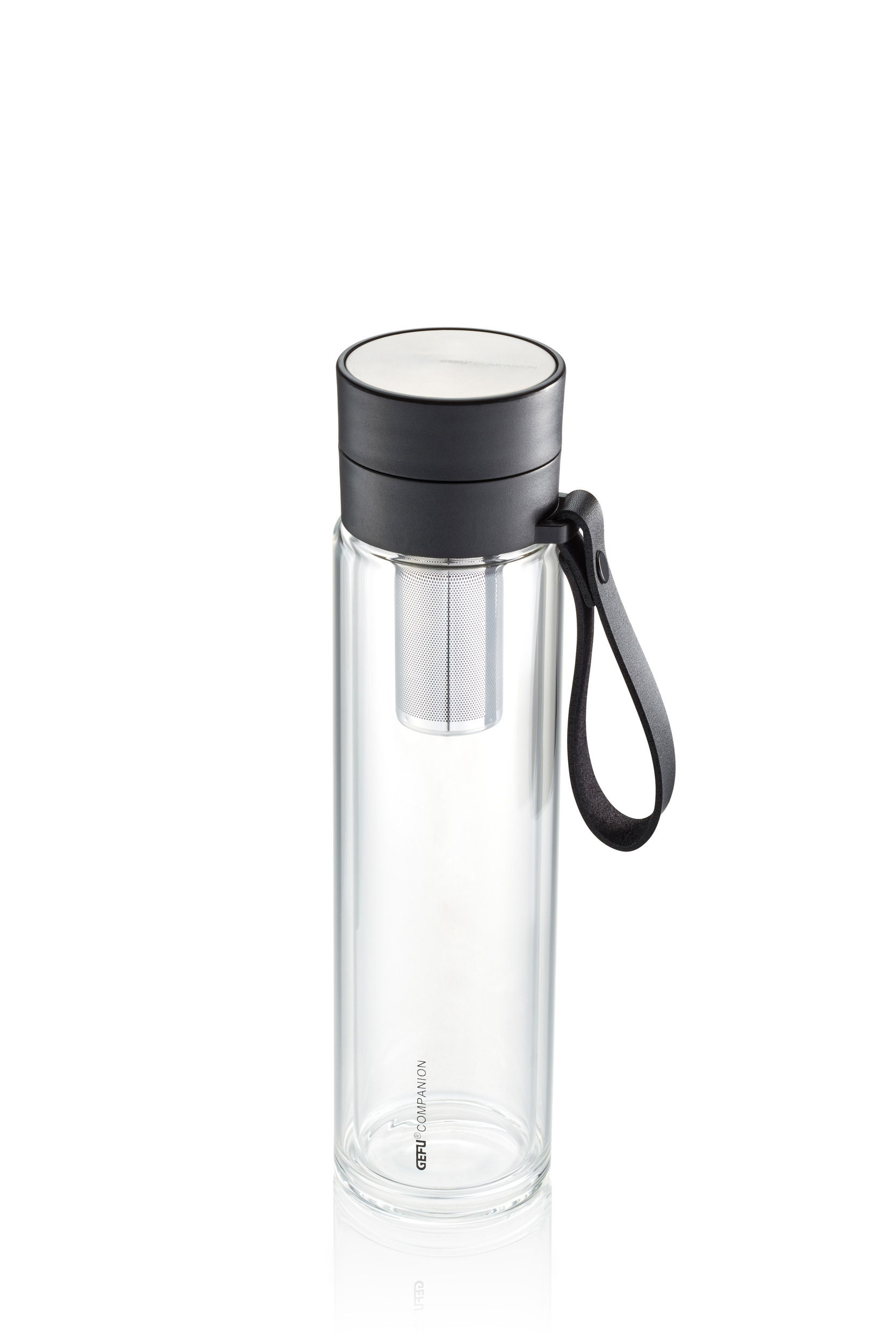 GEFU Companion 0,45 l - skleněná láhev na vodu a nápoje s infuzérem
