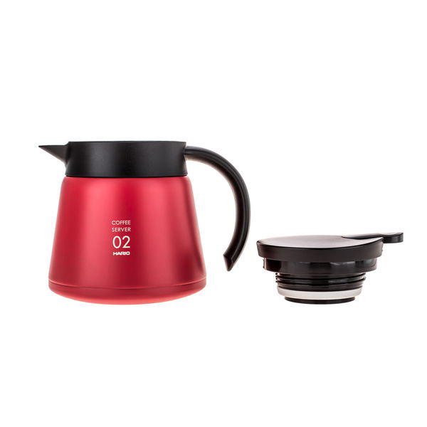 HARIO V60-02 Insulated Stainless Steel Server 0,6 l červená - konferenční nerezová termoska na čaj a kávu