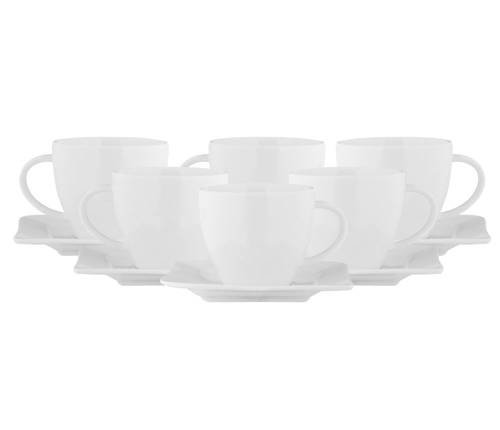 AMBITION Fala 200 ml 6 szt. - filiżanki do kawy i herbaty porcelanowe ze spodkami AMBITION Fala 200 ml 6 szt. - filiżanki do kawy i herbaty porcelanowe ze spodkami