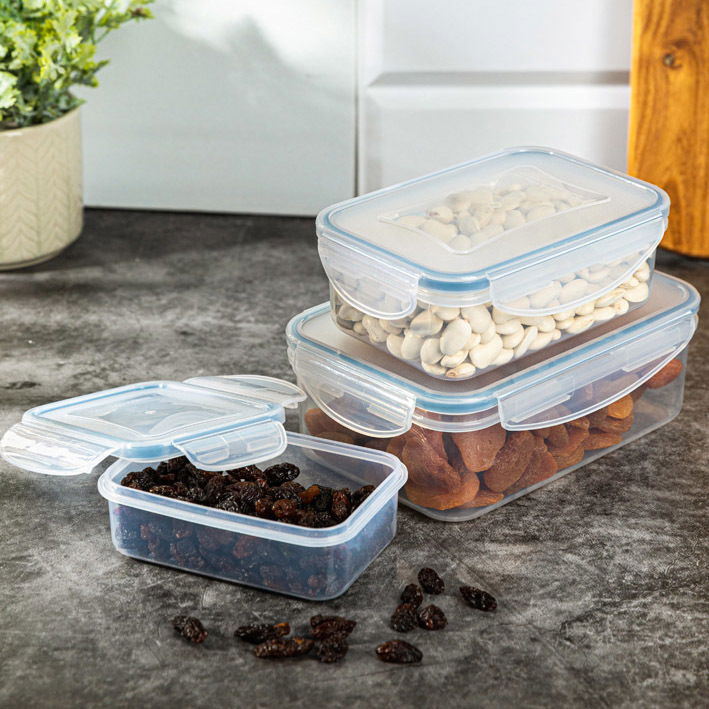 TESCOMA Freshbox II prostokątne 3 szt. - pojemniki na żywność hermetyczne plastikowe