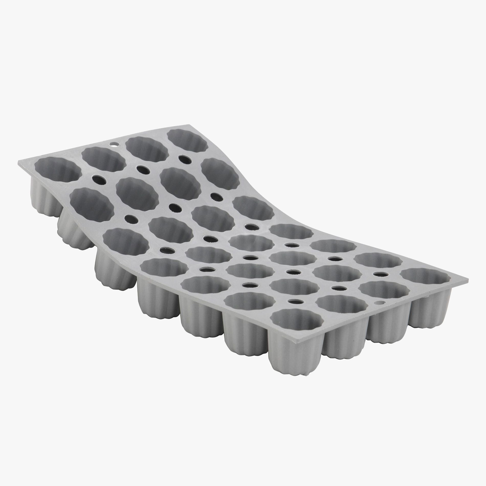 DE BUYER Caneles szara - forma do pieczenia 28 muffinek i babeczek silikonowa