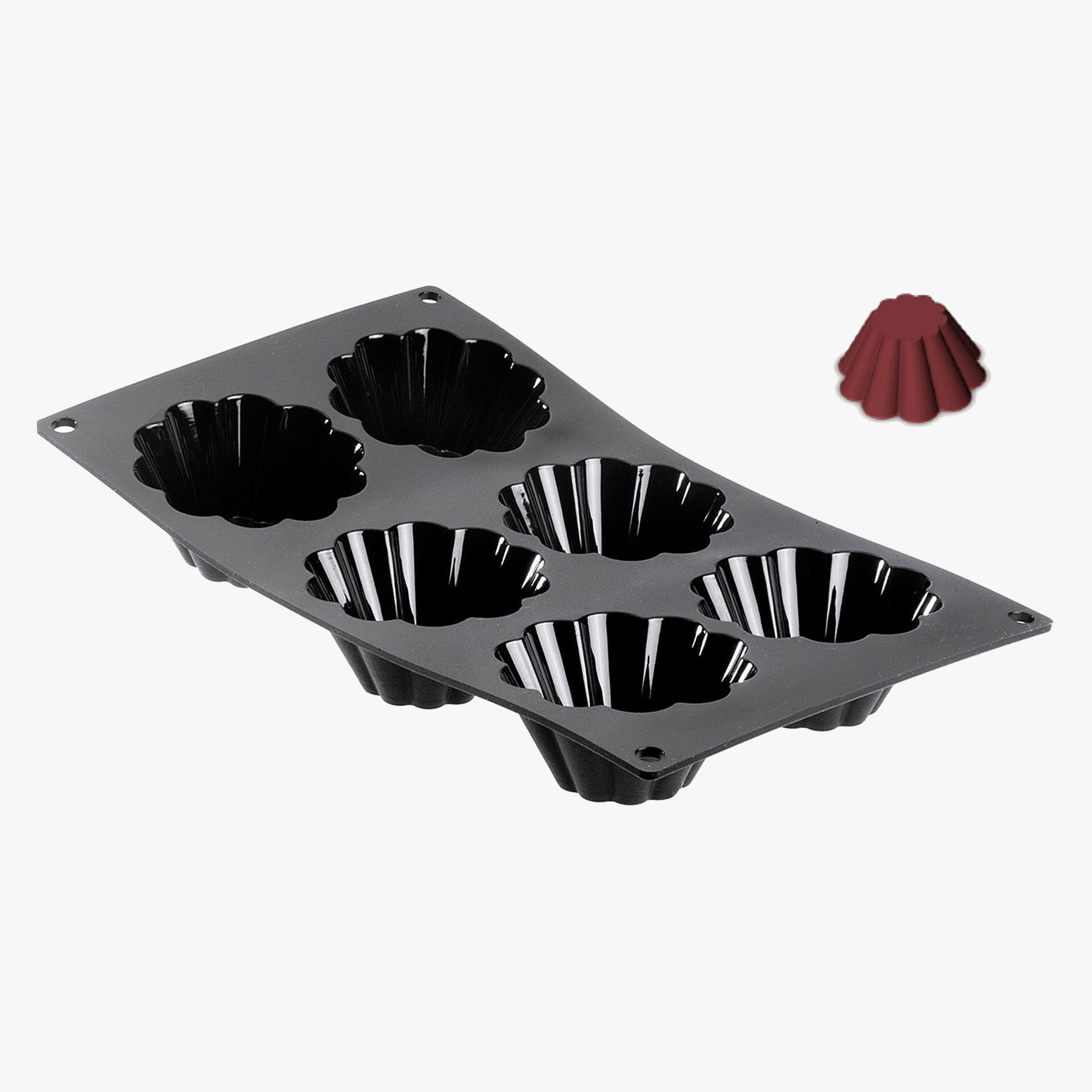 DE BUYER Cakes czarna - forma do pieczenia 6 muffinek i babeczek silikonowa