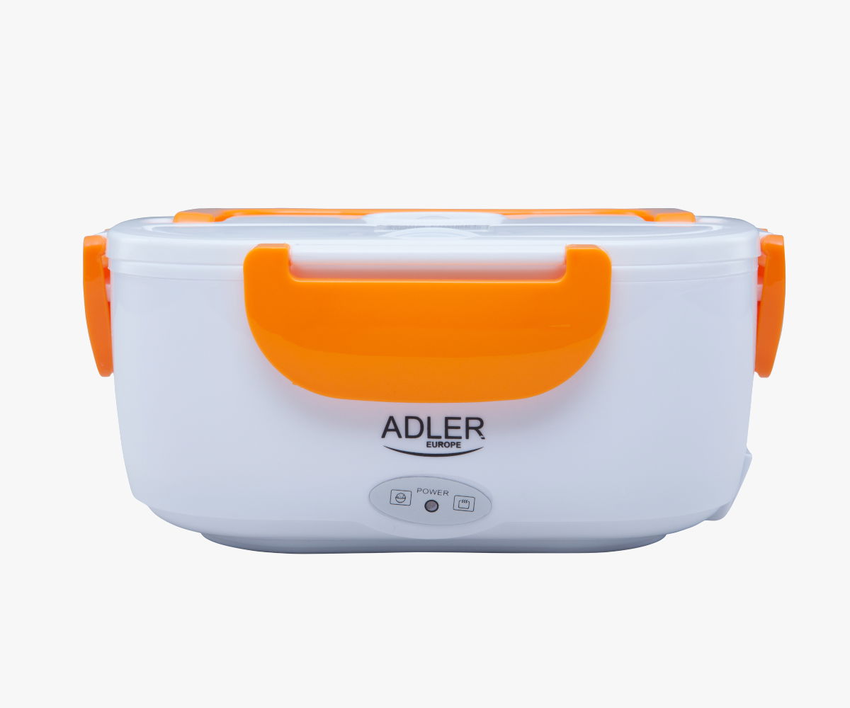 ADLER Heating 1,1 l pomarańczowy - lunch box elektryczny plastikowy dwukomorowy z łyżką