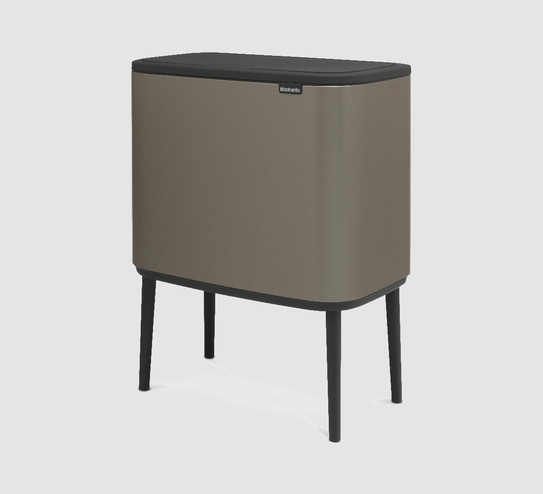 BRABANTIA Touch Bin Bo 11 + 23 l platynowy - kosz do segregacji śmieci stalowy dwukomorowy