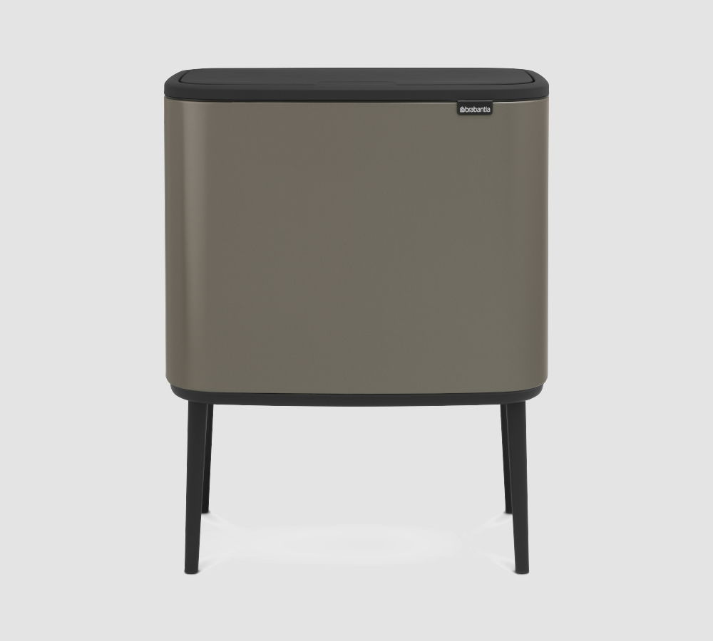 BRABANTIA Touch Bin Bo 3 x 11 l platynowy - kosz do segregacji śmieci stalowy trzykomorowy